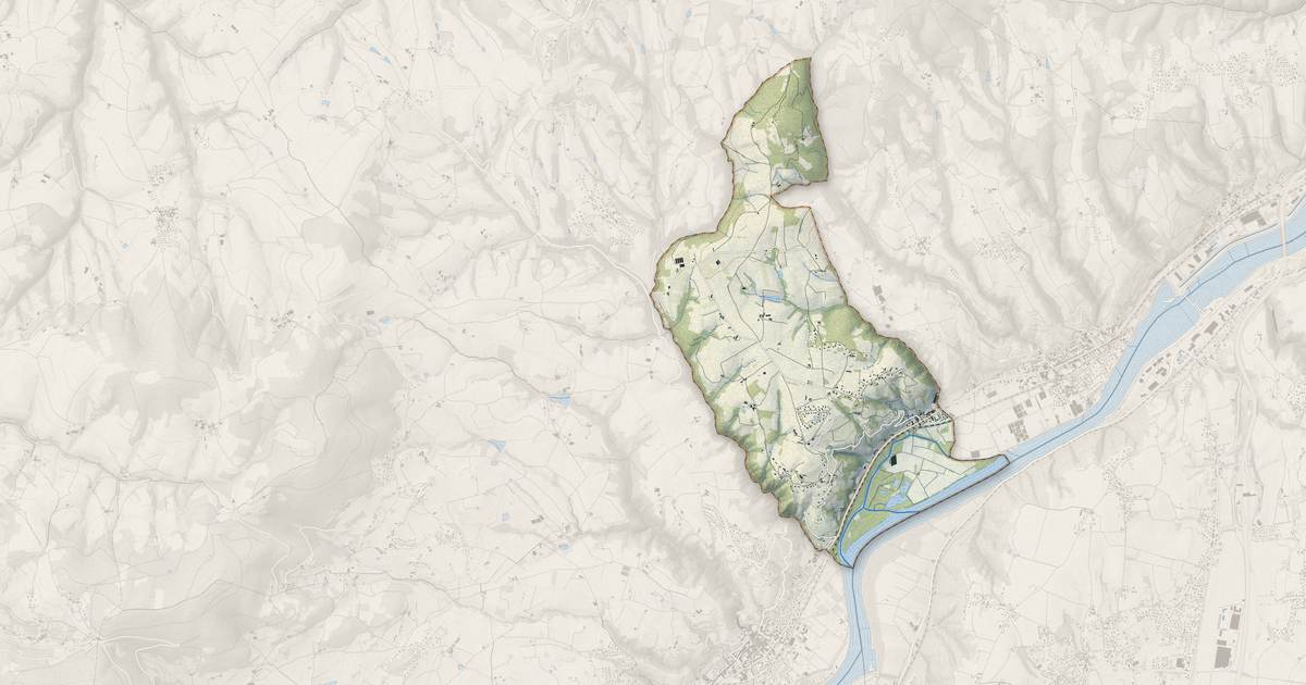 Portrait cartographique de Tupin-et-Semons : relief, eau, forêts, bâti et voies, calculés à partir des données de l'IGN