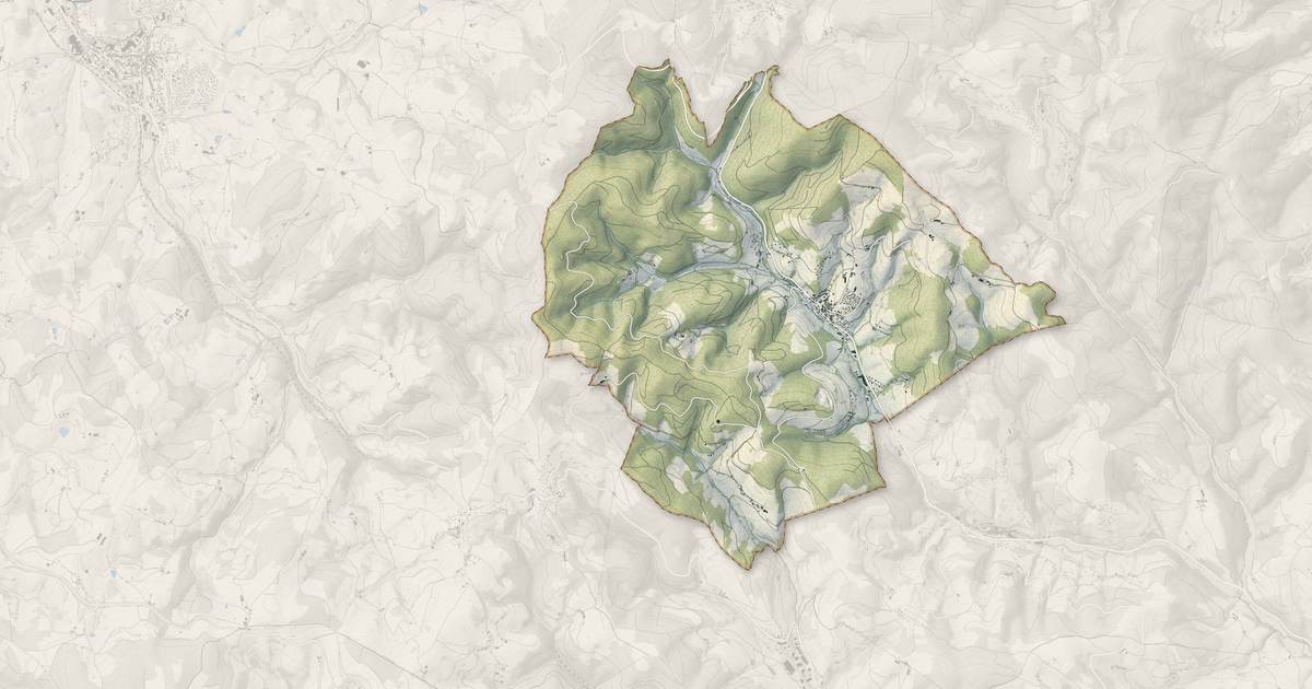 Portrait cartographique de Valsonne : relief, eau, forêts, bâti et voies, calculés à partir des données de l'IGN
