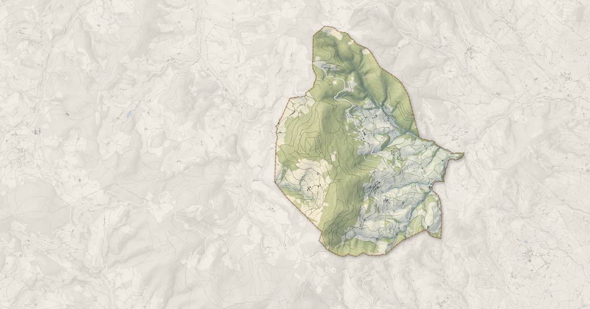 Portrait cartographique de Vauxrenard : relief, eau, forêts, bâti et voies, calculés à partir des données de l'IGN