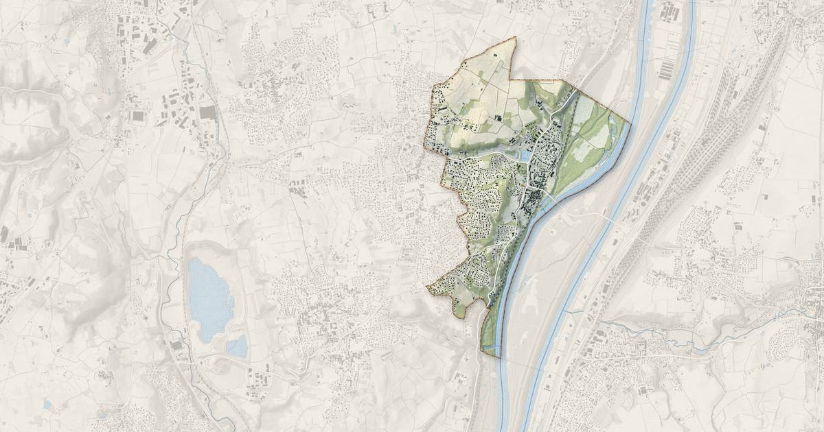 Portrait cartographique de Vernaison : relief, eau, forêts, bâti et voies, calculés à partir des données de l'IGN