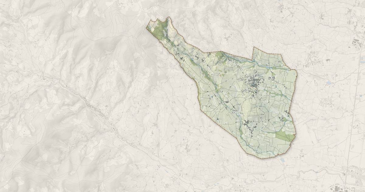 Portrait cartographique de Villié-Morgon : relief, eau, forêts, bâti et voies, calculés à partir des données de l'IGN