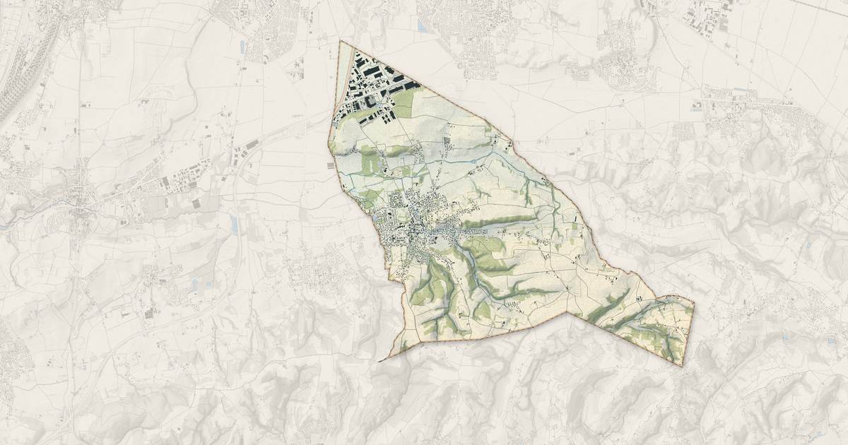 Portrait cartographique de Chaponnay : relief, eau, forêts, bâti et voies, calculés à partir des données de l'IGN