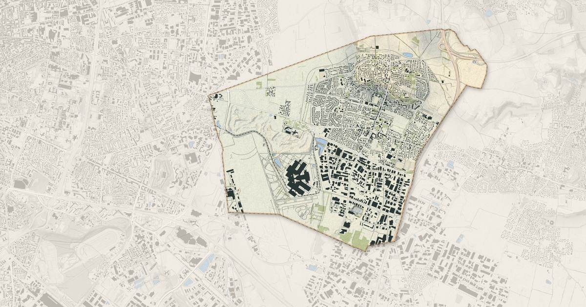 Portrait cartographique de Chassieu : relief, eau, forêts, bâti et voies, calculés à partir des données de l'IGN