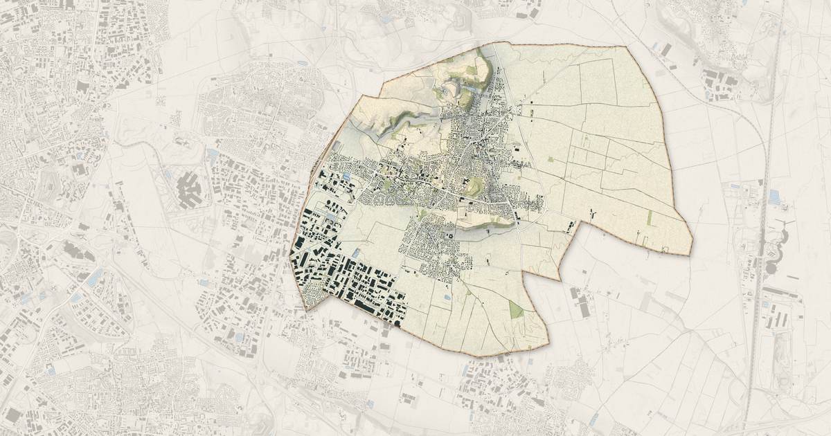 Portrait cartographique de Genas : relief, eau, forêts, bâti et voies, calculés à partir des données de l'IGN