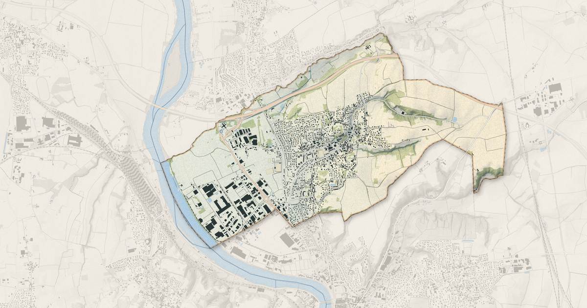 Portrait cartographique de Genay : relief, eau, forêts, bâti et voies, calculés à partir des données de l'IGN