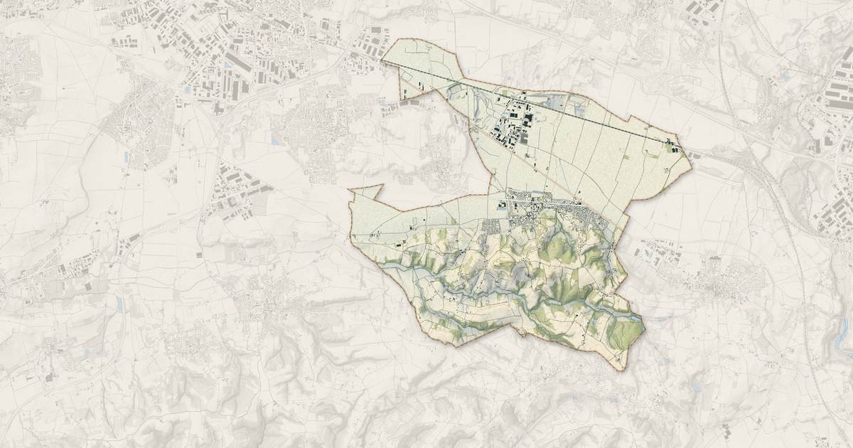 Portrait cartographique de Saint-Pierre-de-Chandieu : relief, eau, forêts, bâti et voies, calculés à partir des données de l'IGN