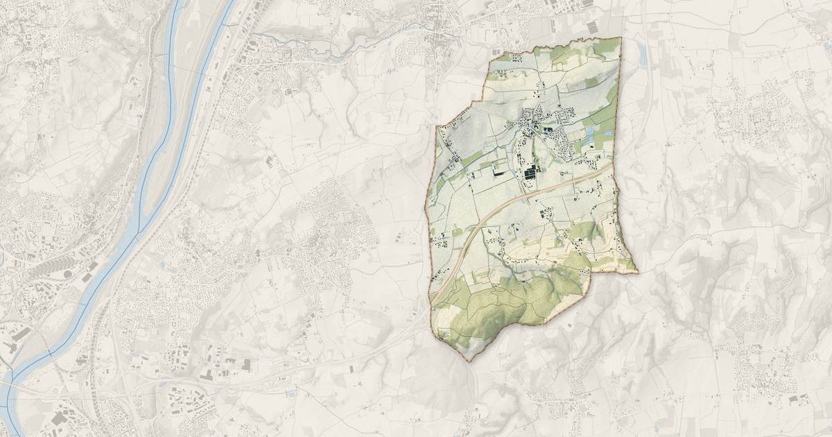 Portrait cartographique de Simandres : relief, eau, forêts, bâti et voies, calculés à partir des données de l'IGN