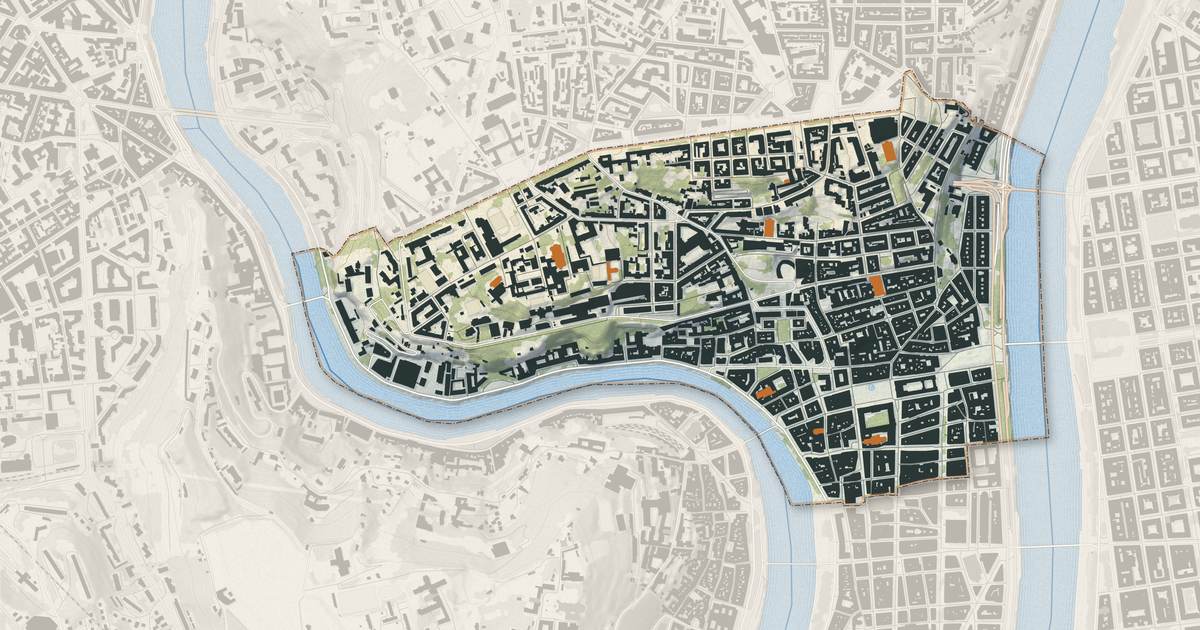 Portrait cartographique de Lyon 1er Arrondissement : relief, eau, forêts, bâti et voies, calculés à partir des données de l'IGN