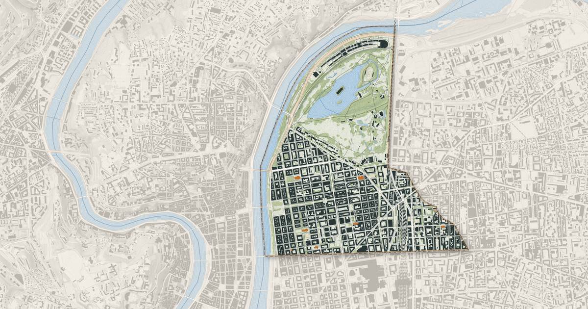 Portrait cartographique de Lyon 6e Arrondissement : relief, eau, forêts, bâti et voies, calculés à partir des données de l'IGN