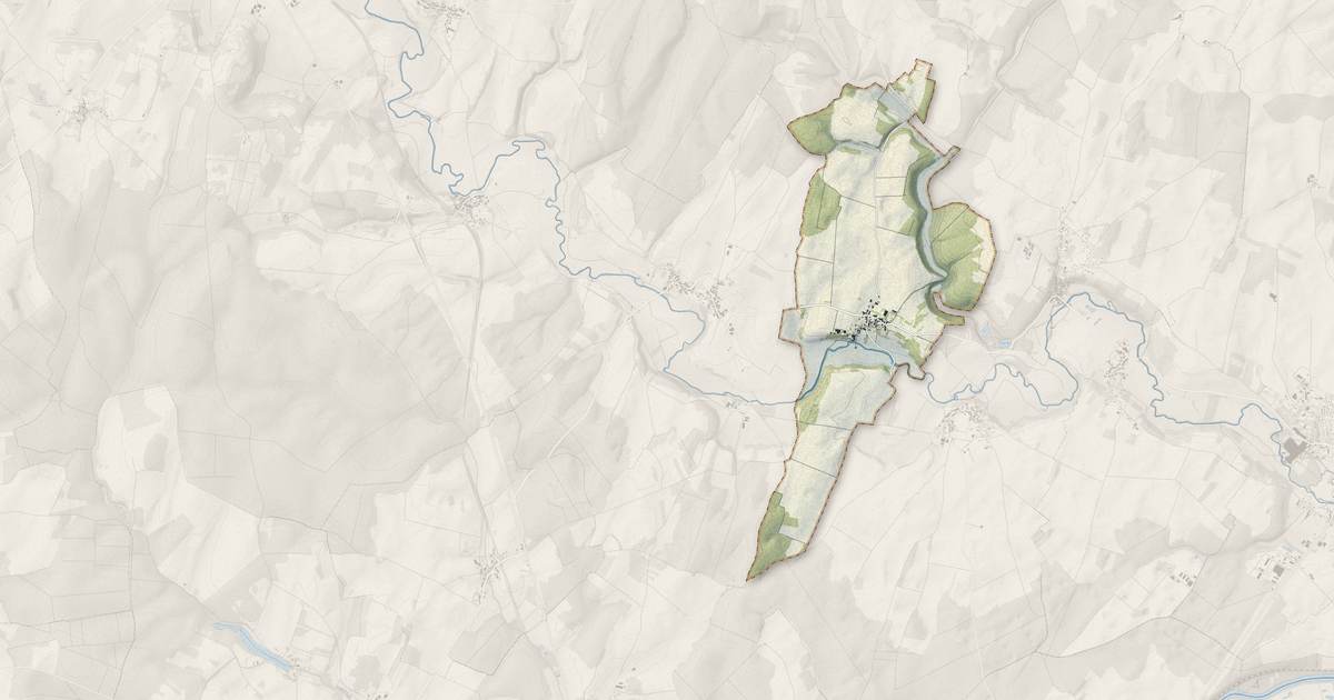 Portrait cartographique de Achey : relief, eau, forêts, bâti et voies, calculés à partir des données de l'IGN