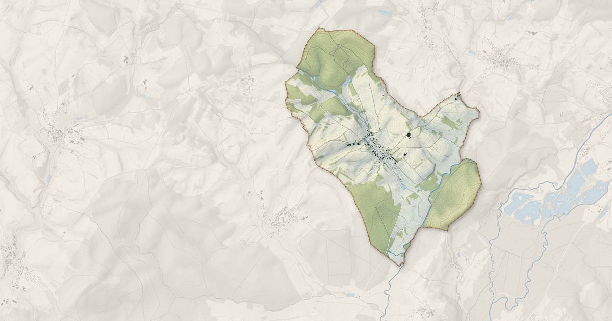Portrait cartographique de Anjeux : relief, eau, forêts, bâti et voies, calculés à partir des données de l'IGN