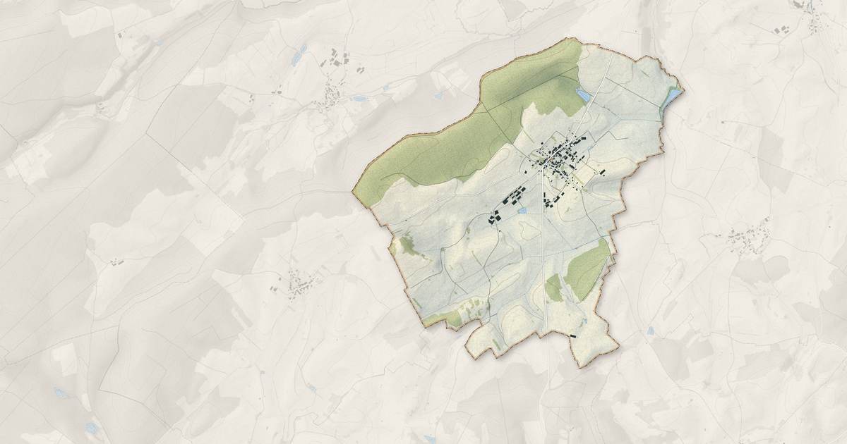 Portrait cartographique de Augicourt : relief, eau, forêts, bâti et voies, calculés à partir des données de l'IGN