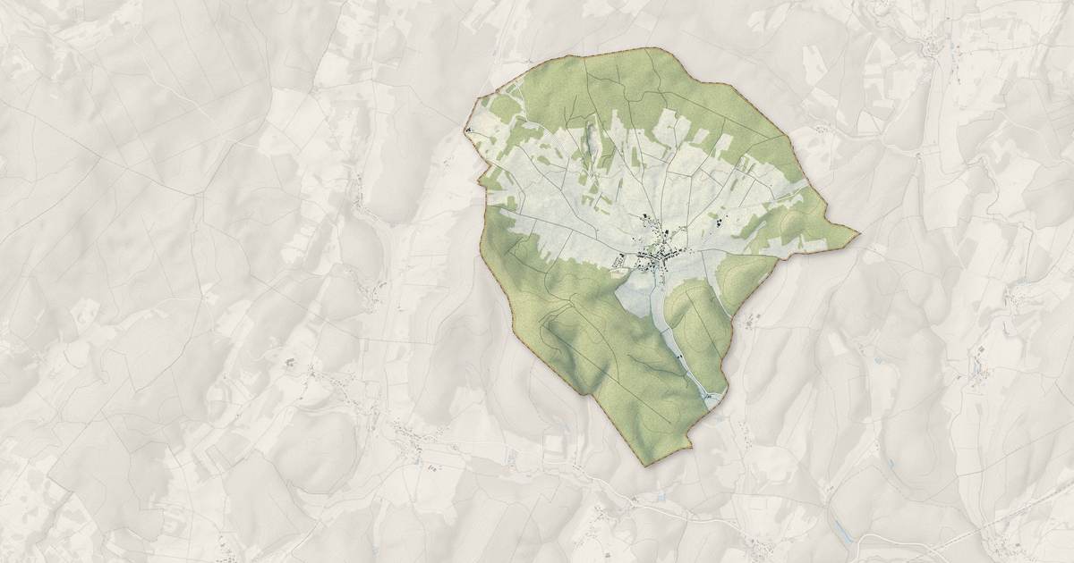 Portrait cartographique de Authoison : relief, eau, forêts, bâti et voies, calculés à partir des données de l'IGN