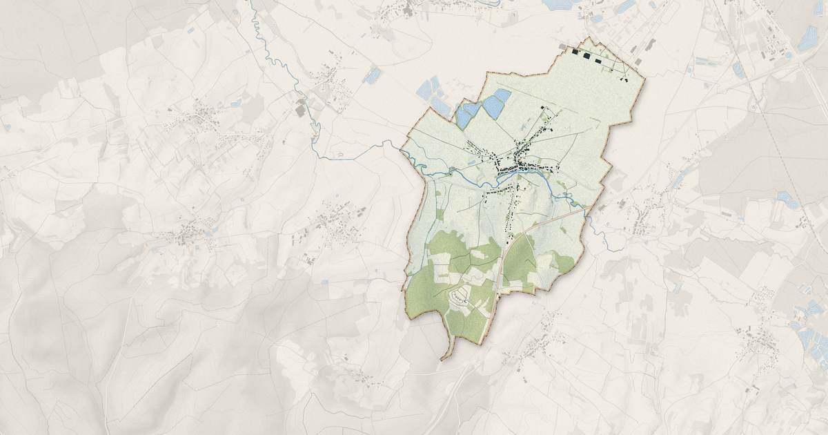 Portrait cartographique de Baudoncourt : relief, eau, forêts, bâti et voies, calculés à partir des données de l'IGN
