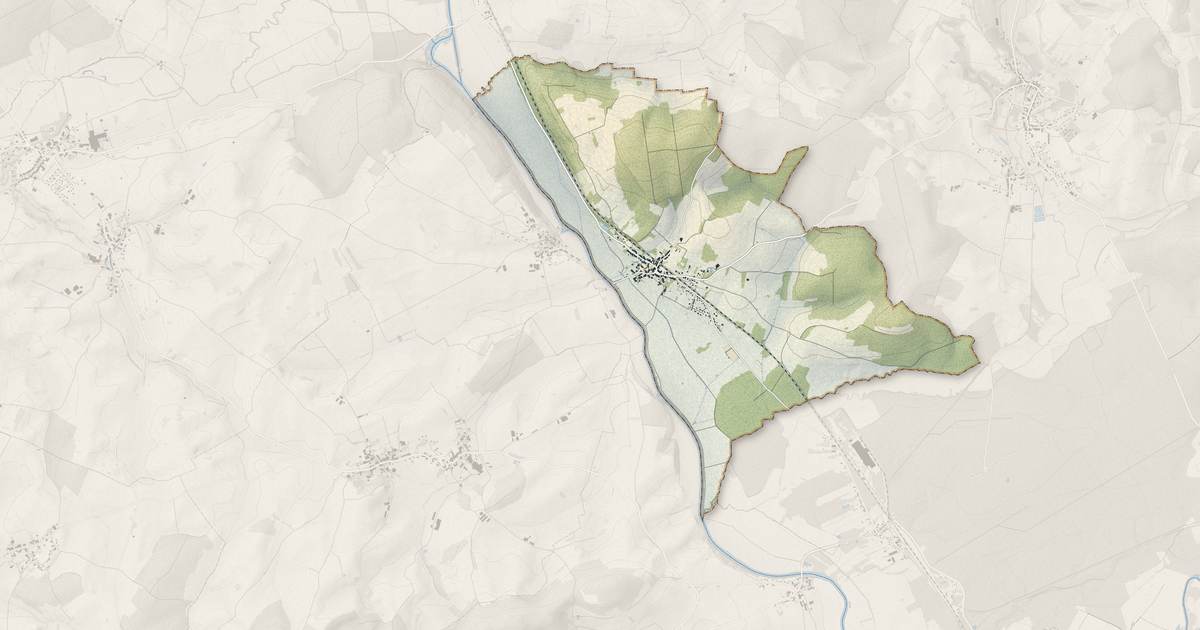 Portrait cartographique de Baulay : relief, eau, forêts, bâti et voies, calculés à partir des données de l'IGN
