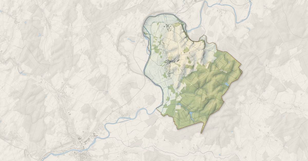 Portrait cartographique de Beaujeu-Saint-Vallier-Pierrejux-et-Quitteur : relief, eau, forêts, bâti et voies, calculés à partir des données de l'IGN
