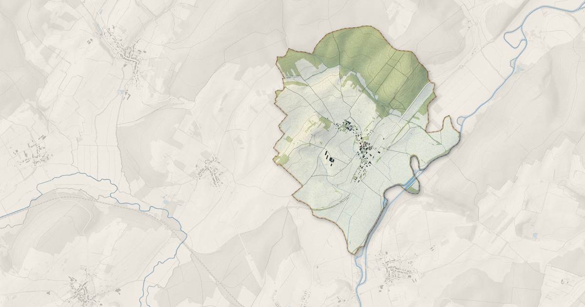 Portrait cartographique de Betaucourt : relief, eau, forêts, bâti et voies, calculés à partir des données de l'IGN