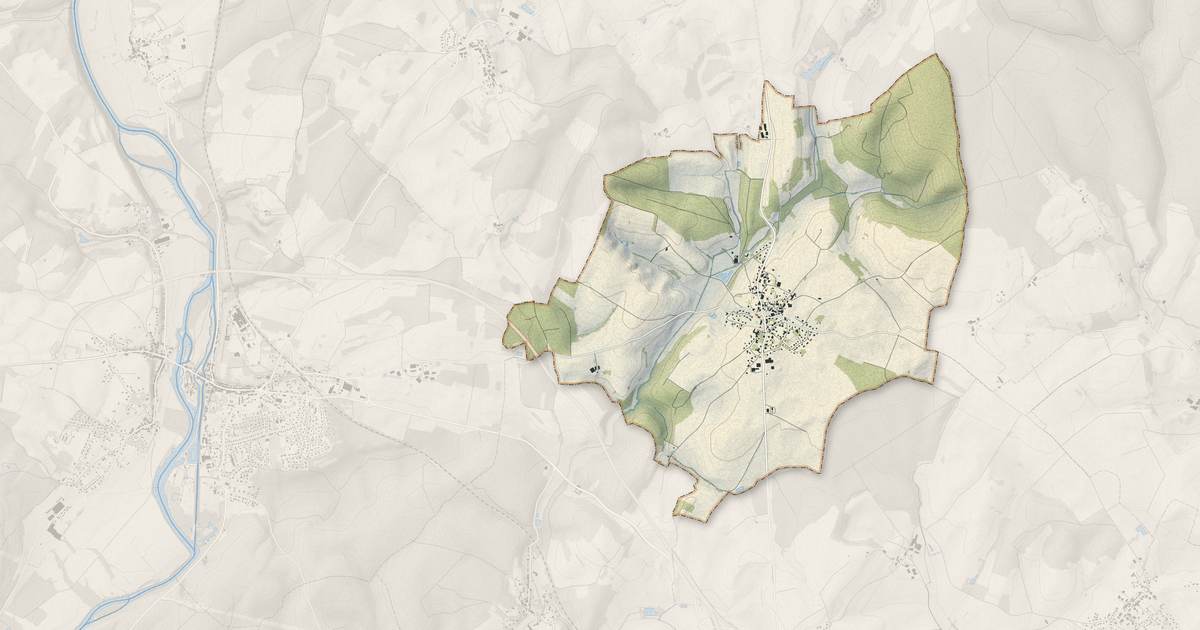 Portrait cartographique de Bougnon : relief, eau, forêts, bâti et voies, calculés à partir des données de l'IGN