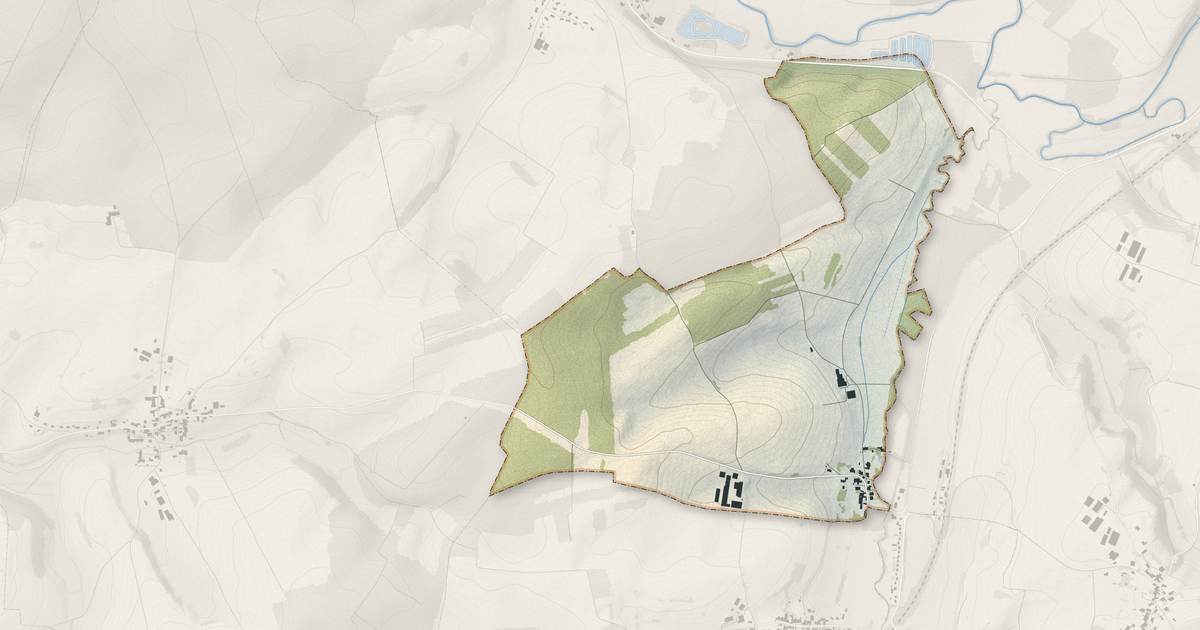 Portrait cartographique de Boursières : relief, eau, forêts, bâti et voies, calculés à partir des données de l'IGN