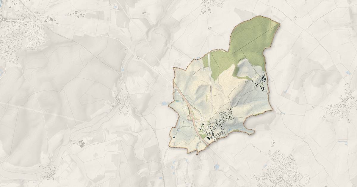 Portrait cartographique de Charmoille : relief, eau, forêts, bâti et voies, calculés à partir des données de l'IGN