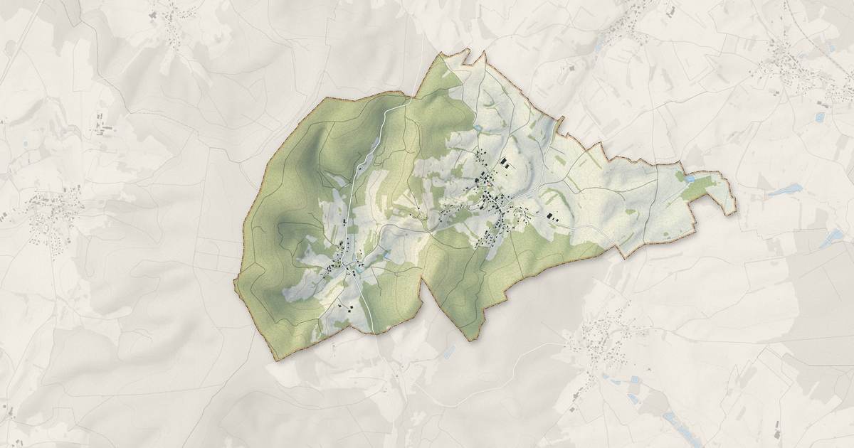 Portrait cartographique de Dambenoît-lès-Colombe : relief, eau, forêts, bâti et voies, calculés à partir des données de l'IGN