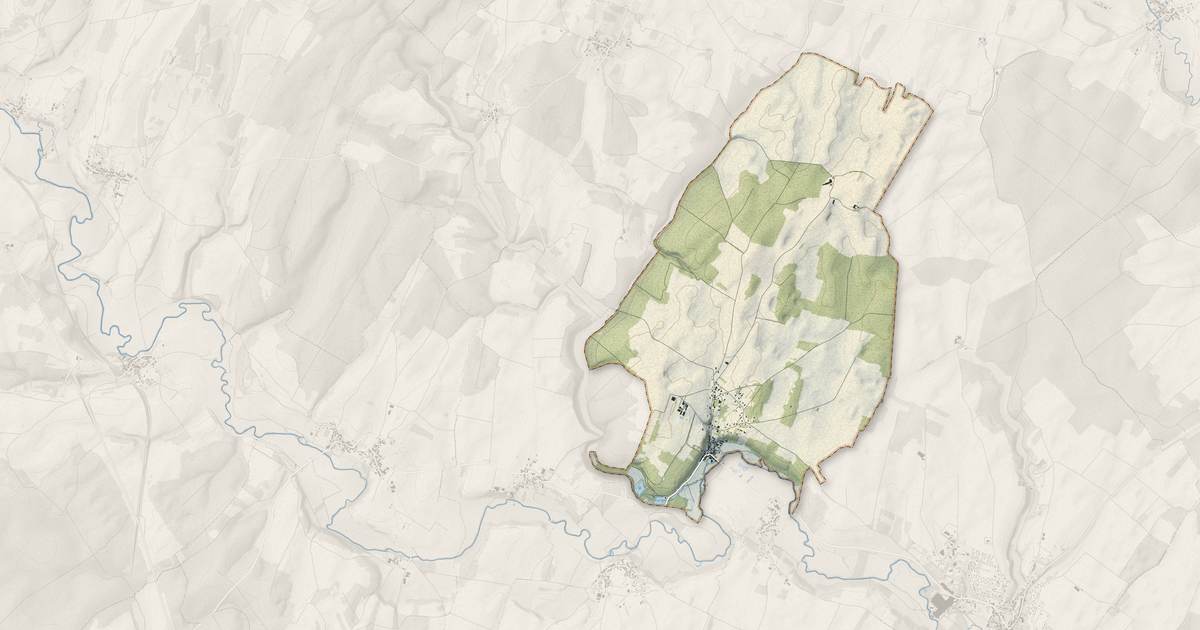 Portrait cartographique de Delain : relief, eau, forêts, bâti et voies, calculés à partir des données de l'IGN