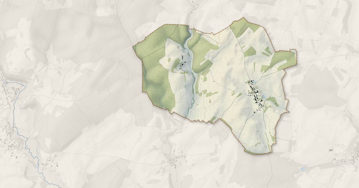 Portrait cartographique de Francourt : relief, eau, forêts, bâti et voies, calculés à partir des données de l'IGN