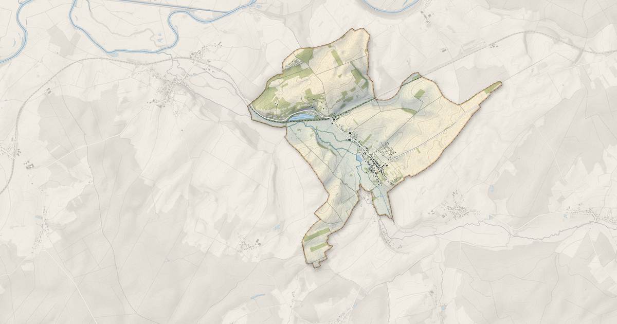 Portrait cartographique de Fresne-Saint-Mamès : relief, eau, forêts, bâti et voies, calculés à partir des données de l'IGN