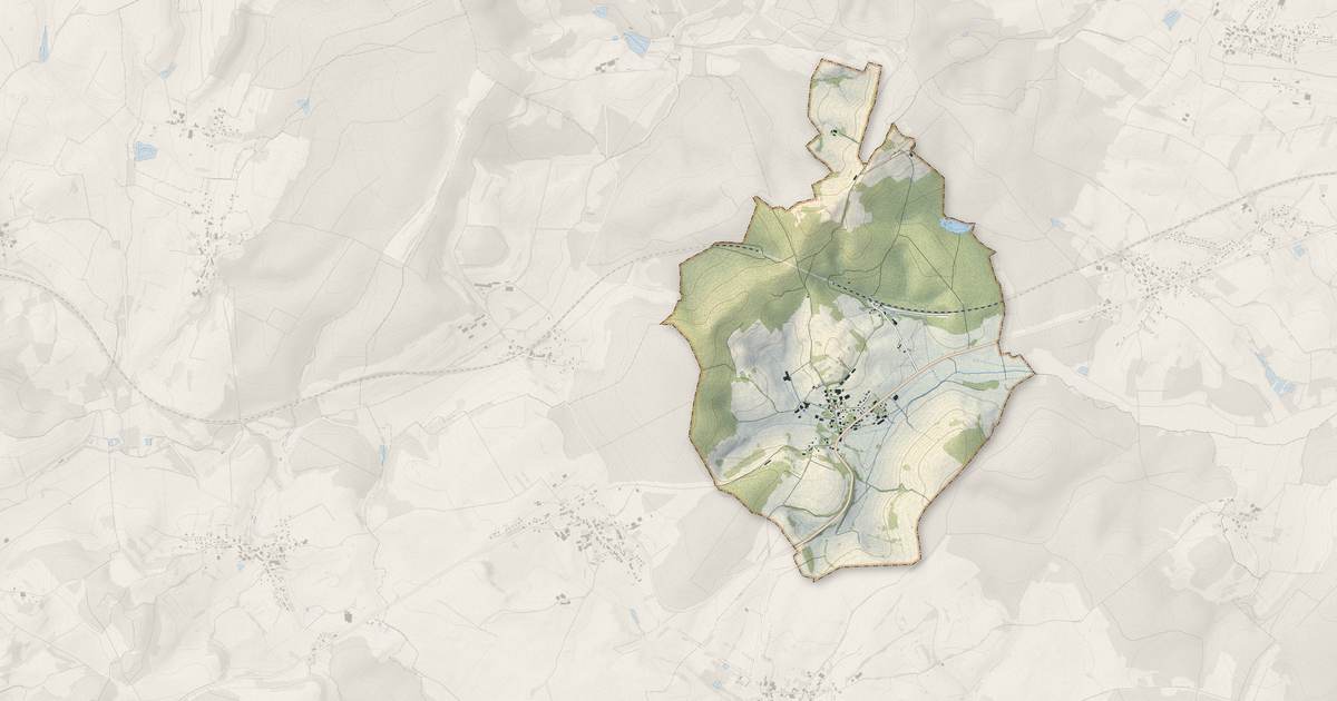 Portrait cartographique de Genevreuille : relief, eau, forêts, bâti et voies, calculés à partir des données de l'IGN