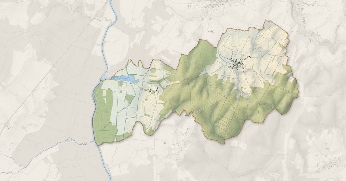 Portrait cartographique de Germigney : relief, eau, forêts, bâti et voies, calculés à partir des données de l'IGN