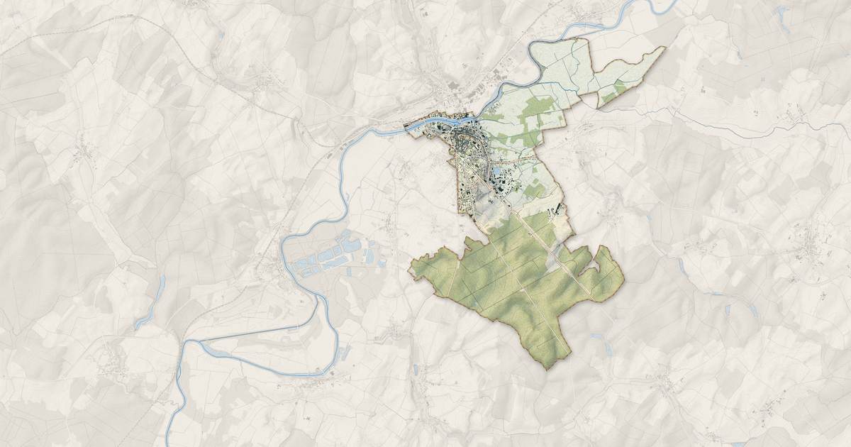 Portrait cartographique de Gray : relief, eau, forêts, bâti et voies, calculés à partir des données de l'IGN