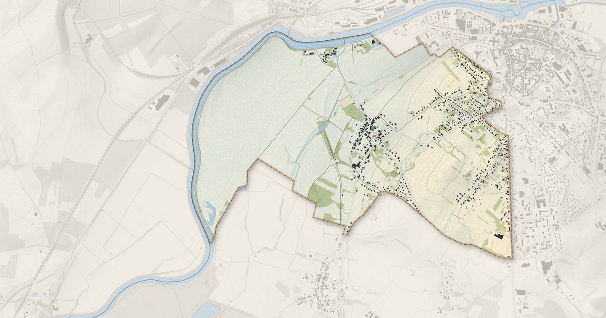 Portrait cartographique de Gray-la-Ville : relief, eau, forêts, bâti et voies, calculés à partir des données de l'IGN