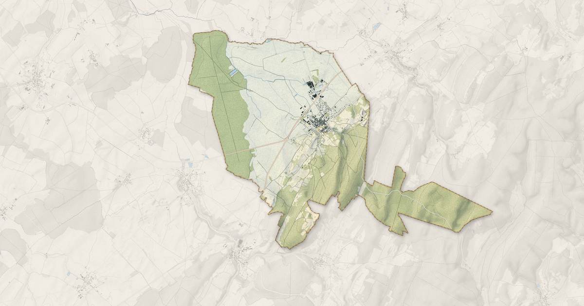 Portrait cartographique de Gy : relief, eau, forêts, bâti et voies, calculés à partir des données de l'IGN