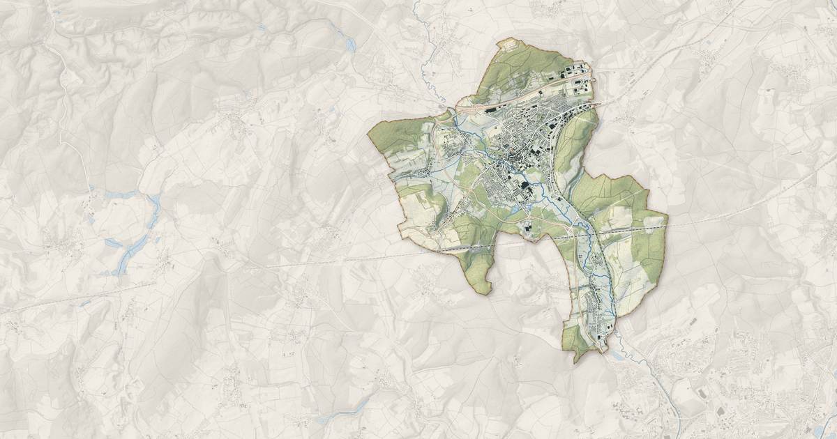 Portrait cartographique de Héricourt : relief, eau, forêts, bâti et voies, calculés à partir des données de l'IGN