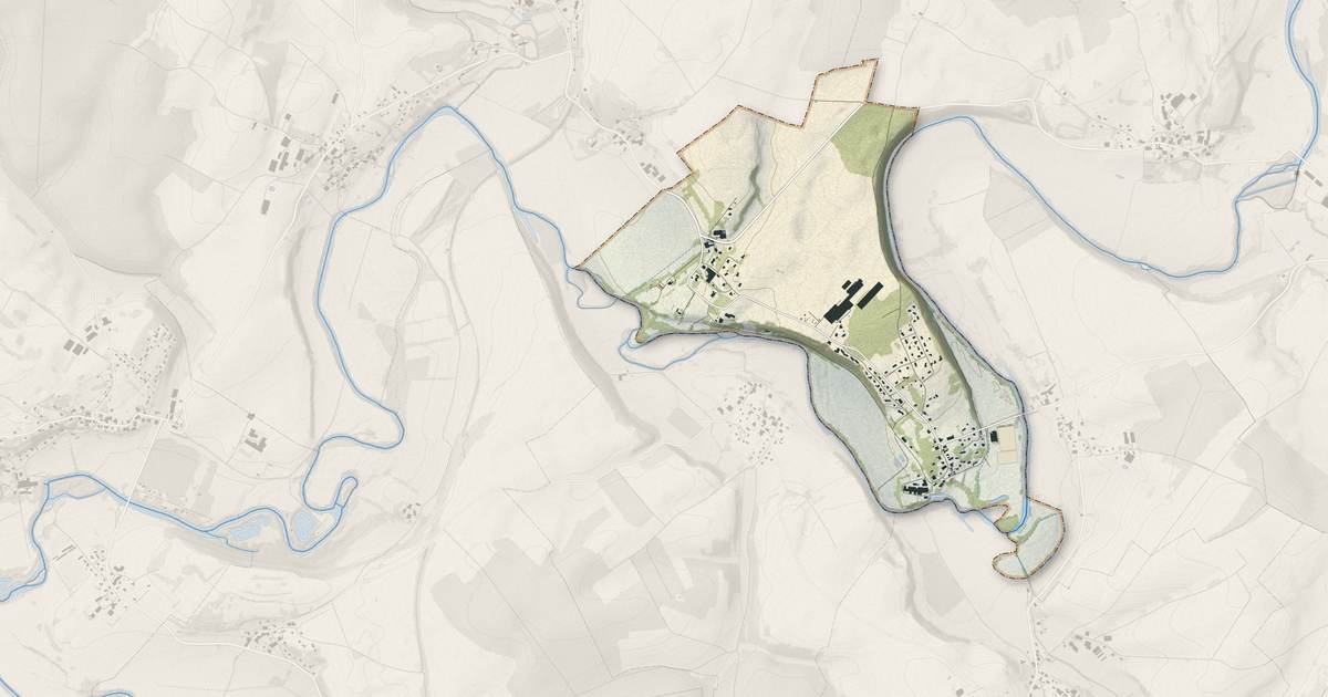 Portrait cartographique de Larians-et-Munans : relief, eau, forêts, bâti et voies, calculés à partir des données de l'IGN