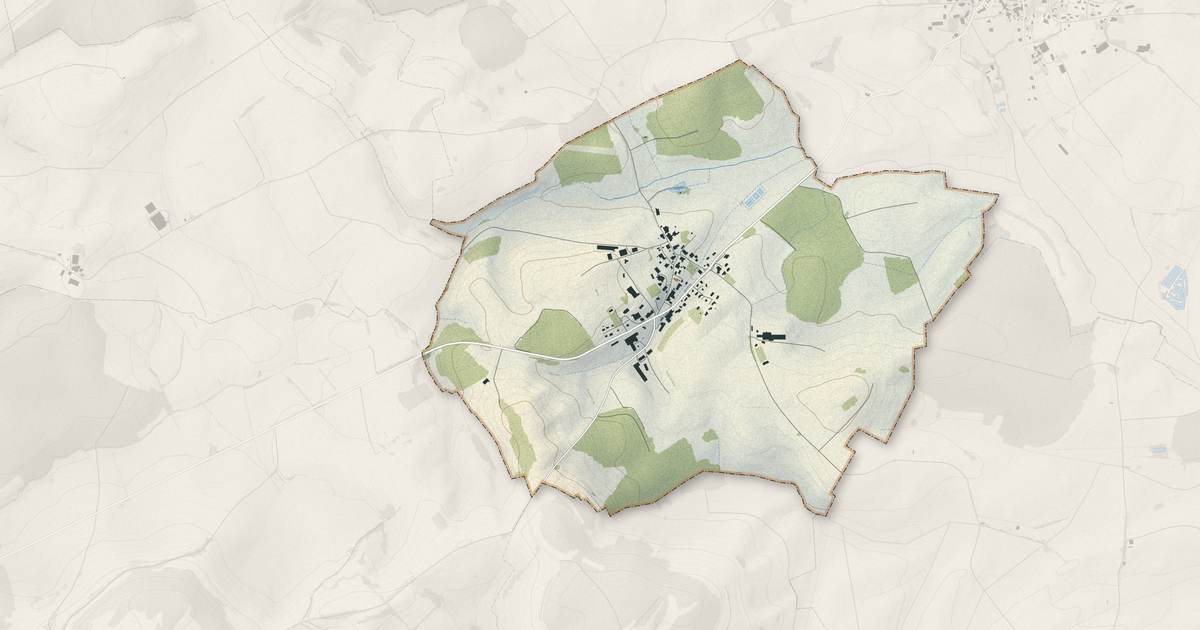Portrait cartographique de Liévans : relief, eau, forêts, bâti et voies, calculés à partir des données de l'IGN