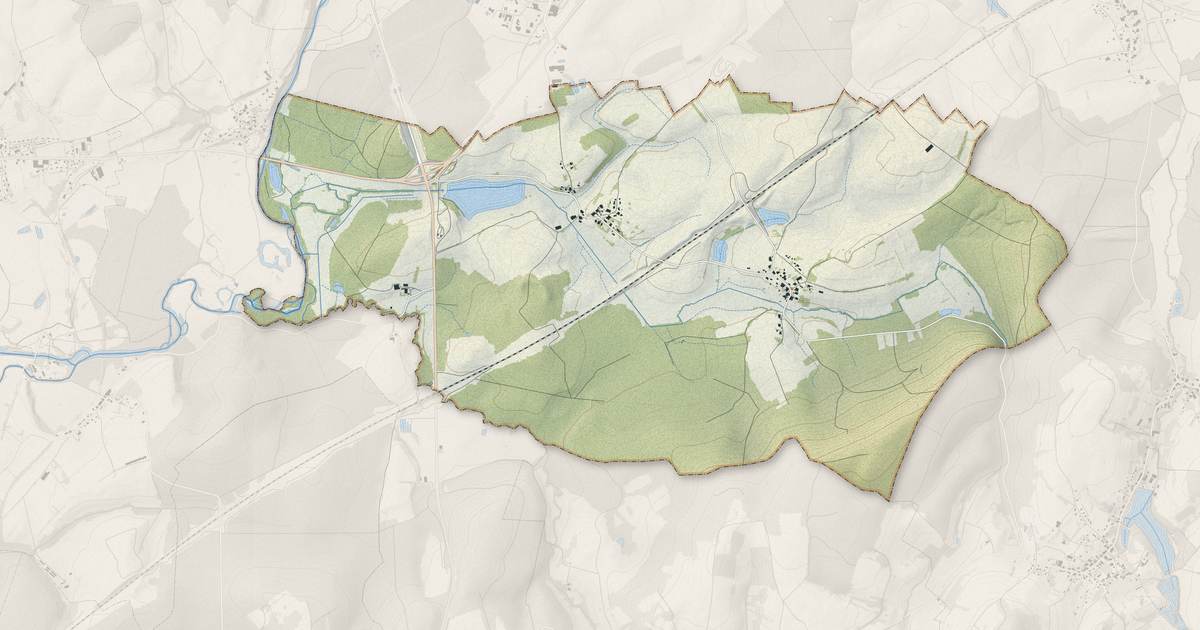 Portrait cartographique de Les Magny : relief, eau, forêts, bâti et voies, calculés à partir des données de l'IGN