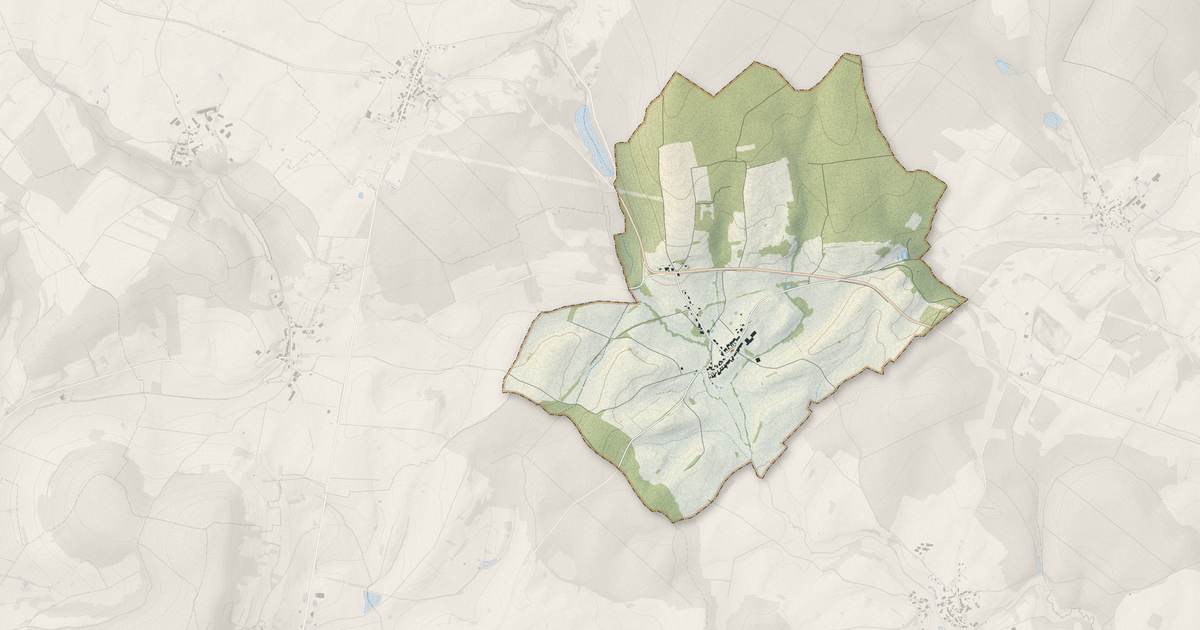 Portrait cartographique de Malvillers : relief, eau, forêts, bâti et voies, calculés à partir des données de l'IGN