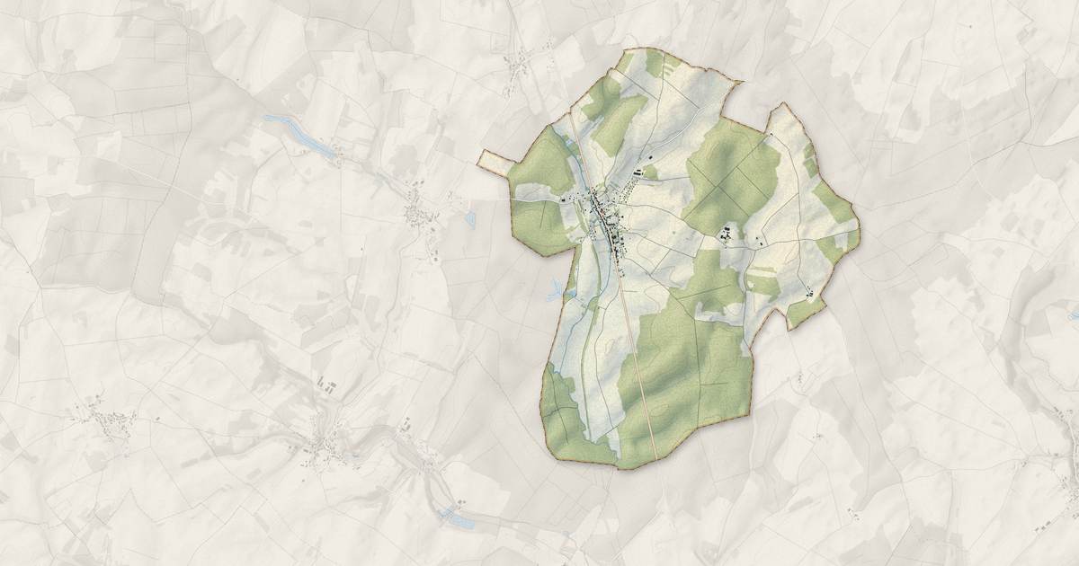 Portrait cartographique de Oyrières : relief, eau, forêts, bâti et voies, calculés à partir des données de l'IGN