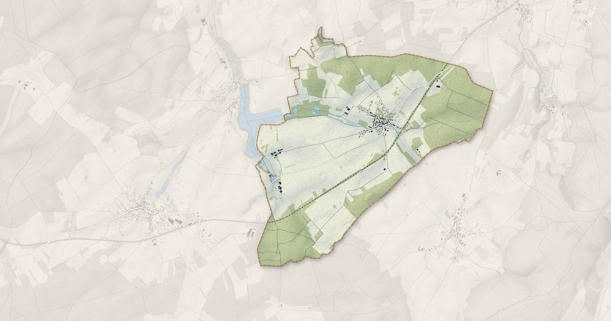 Portrait cartographique de Raze : relief, eau, forêts, bâti et voies, calculés à partir des données de l'IGN