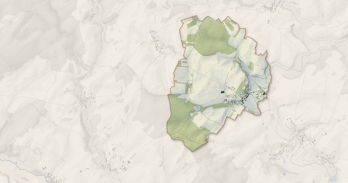 Portrait cartographique de Renaucourt : relief, eau, forêts, bâti et voies, calculés à partir des données de l'IGN