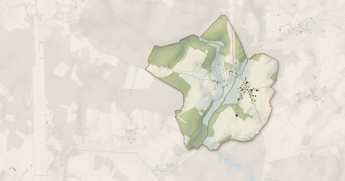 Portrait cartographique de La Grande-Résie : relief, eau, forêts, bâti et voies, calculés à partir des données de l'IGN