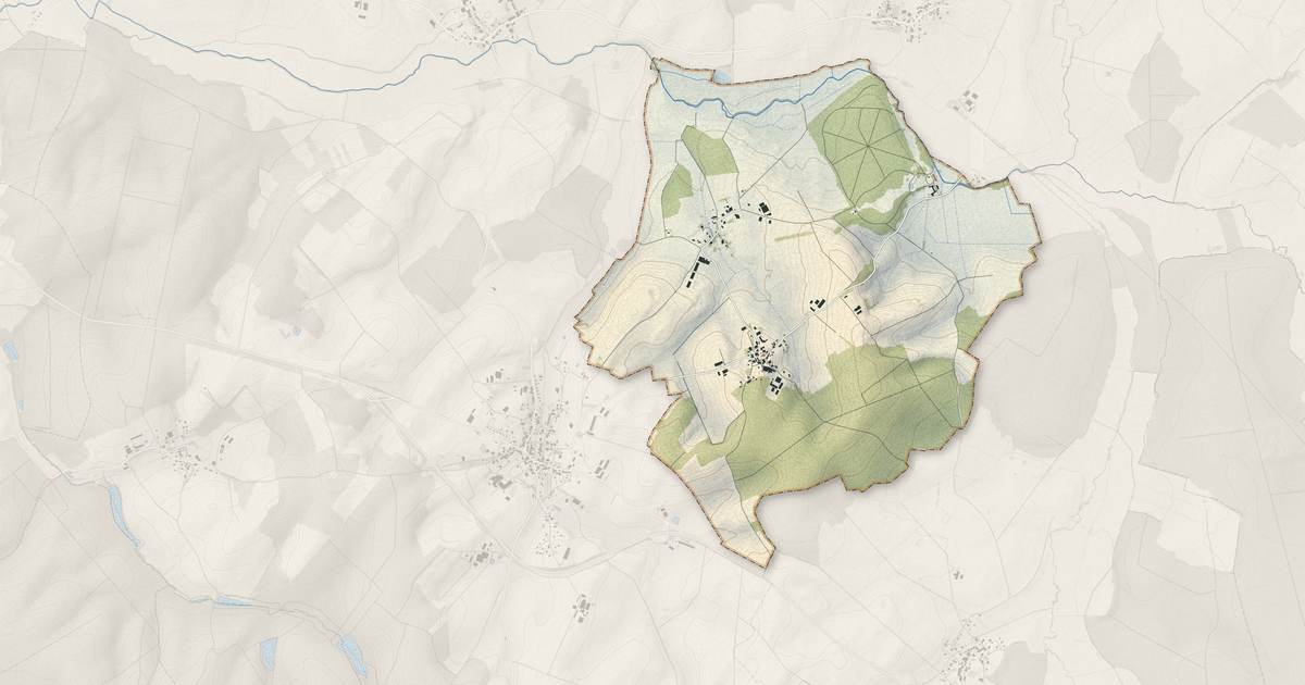 Portrait cartographique de Saint-Loup-Nantouard : relief, eau, forêts, bâti et voies, calculés à partir des données de l'IGN