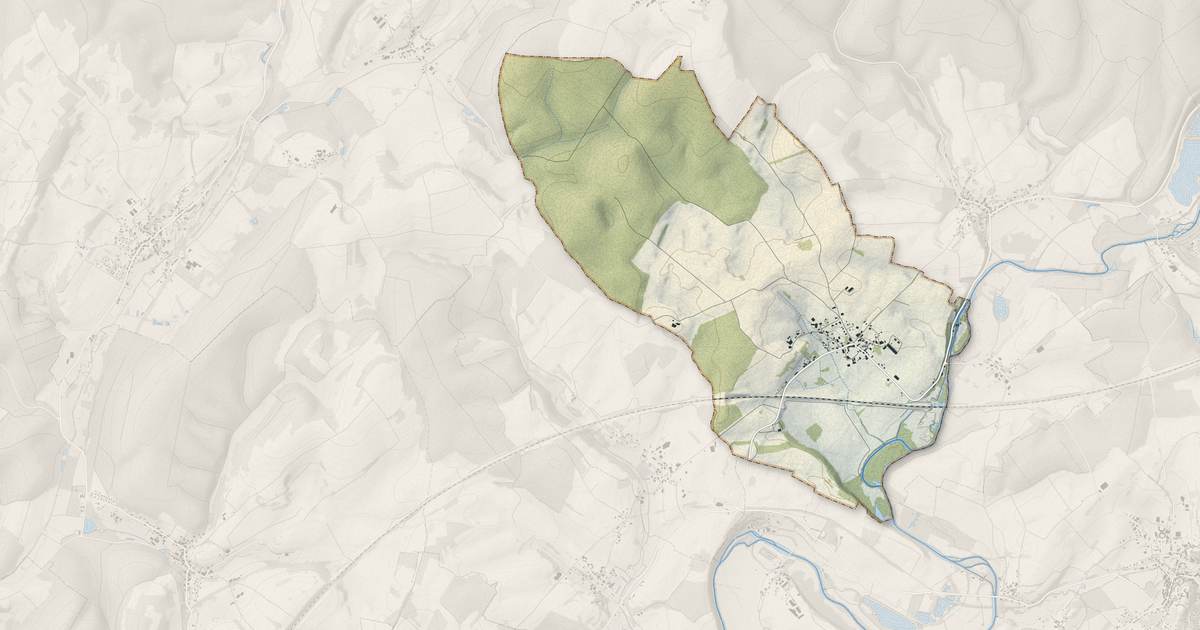 Portrait cartographique de Thieffrans : relief, eau, forêts, bâti et voies, calculés à partir des données de l'IGN