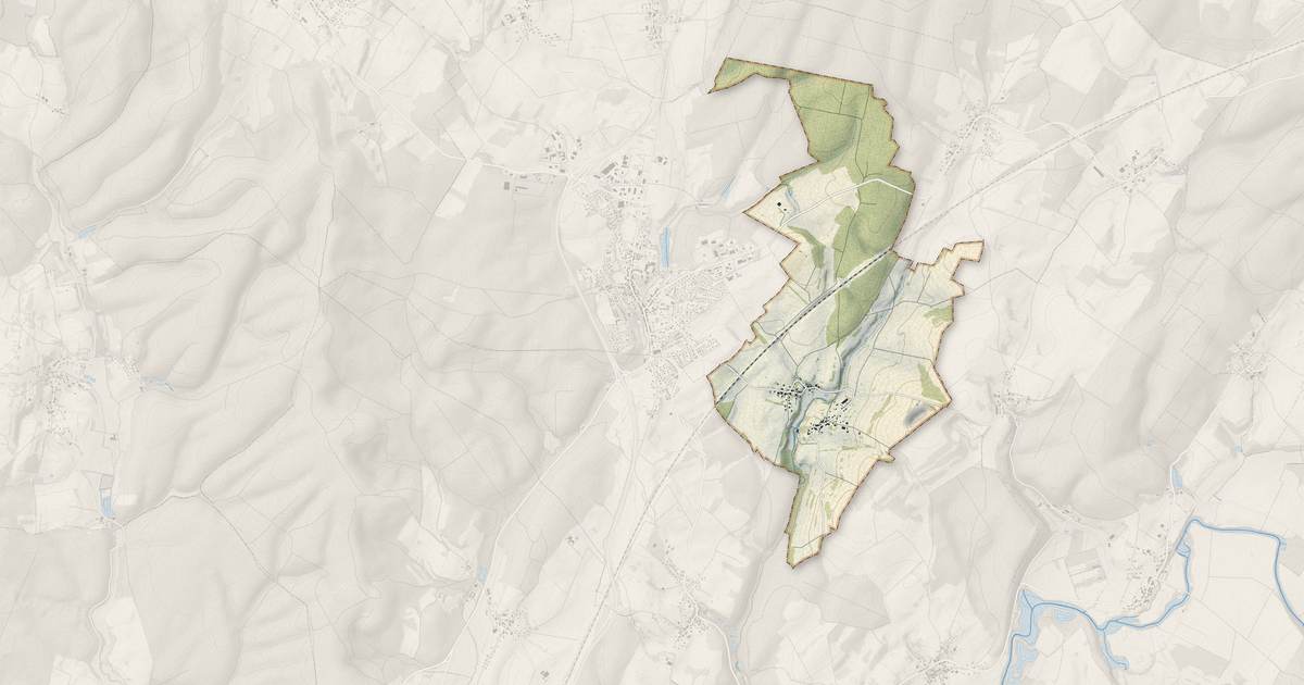Portrait cartographique de Traitiéfontaine : relief, eau, forêts, bâti et voies, calculés à partir des données de l'IGN