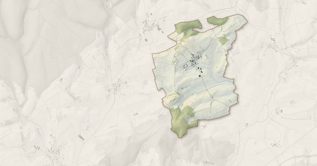 Portrait cartographique de Vellefrie : relief, eau, forêts, bâti et voies, calculés à partir des données de l'IGN