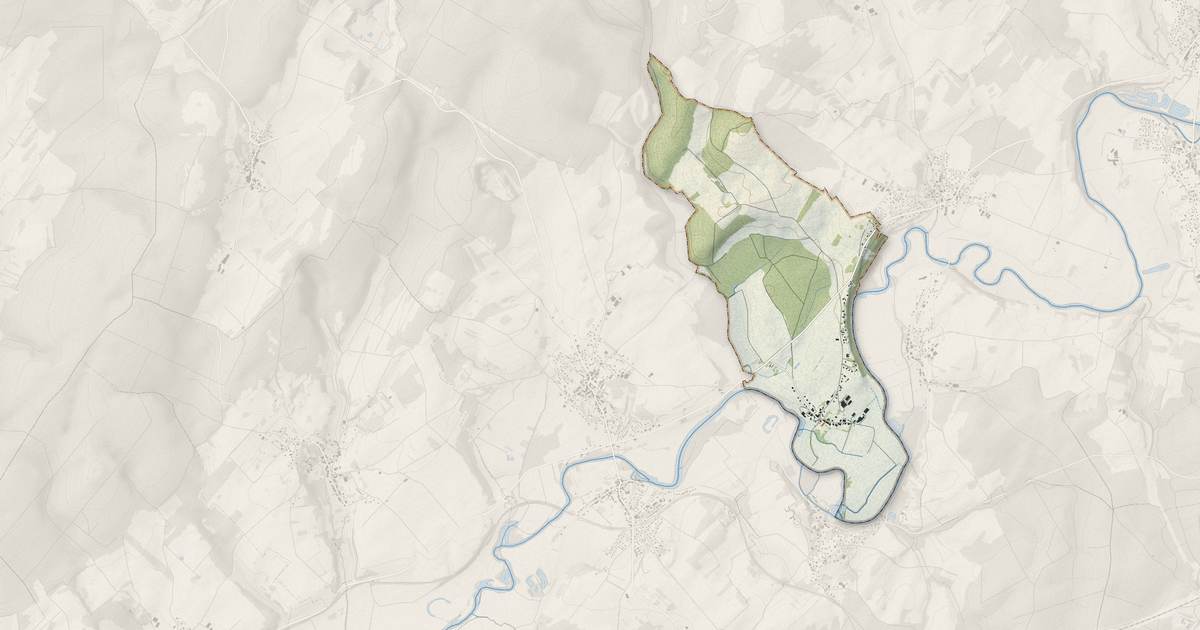 Portrait cartographique de Vregille : relief, eau, forêts, bâti et voies, calculés à partir des données de l'IGN