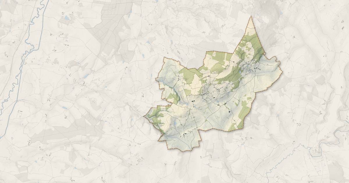 Portrait cartographique de Baron : relief, eau, forêts, bâti et voies, calculés à partir des données de l'IGN