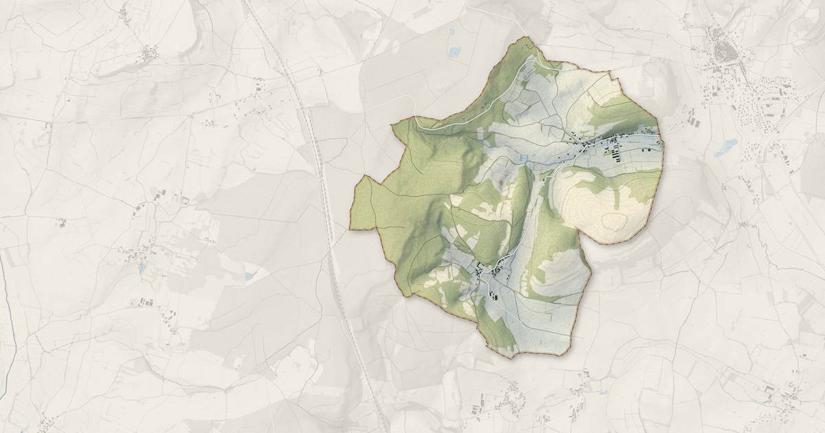 Portrait cartographique de Burnand : relief, eau, forêts, bâti et voies, calculés à partir des données de l'IGN