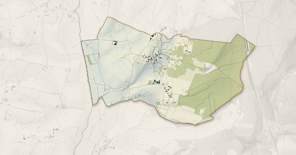 Portrait cartographique de Burzy : relief, eau, forêts, bâti et voies, calculés à partir des données de l'IGN